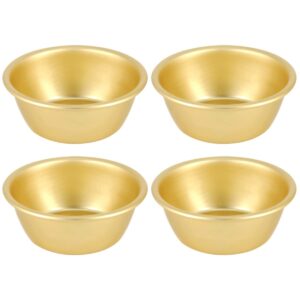 yardwe 4pcs korean traditional makgeolli bowls round rice wine bowls mini aluminum soup dishes for home kitchen golden