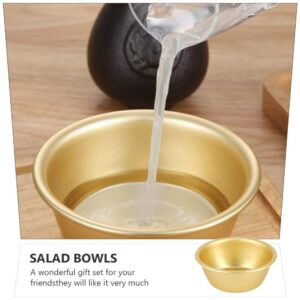 Yardwe 4Pcs Korean Traditional Makgeolli Bowls Round Rice Wine Bowls Mini Aluminum Soup Dishes for Home Kitchen Golden