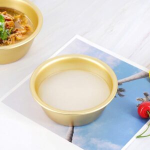 Yardwe 4Pcs Korean Traditional Makgeolli Bowls Round Rice Wine Bowls Mini Aluminum Soup Dishes for Home Kitchen Golden