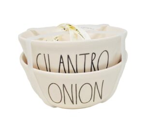 rae dunn cilantro and onion glossy off white extra small bowls