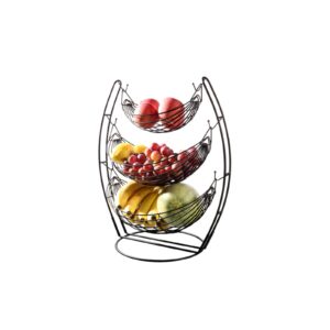ycoco fruit basket for kitchen,black detachable countertop metal food vegetable storage stand 3 tier fruit holder display,for farmhouse,living room,dining room