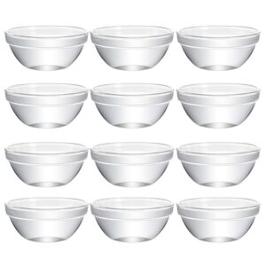 doitool set of 12 glass bowls, mini prep bowls stackable glass serving bowls for kitchen prep, dessert, dips, salad, candy dishes, 2.3 x 1.1 inch