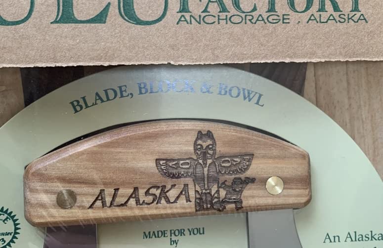 Alaska Ulu Bowl Set Birch Handle Totem Pole Eskimo