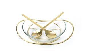rigeli regent 18/10 contempo chromeplated 9.8”inch 25cm salad bowl with stainless steel servers salad bowls, big salad bowls with perfect for fruits, vegetable or salads (gold)