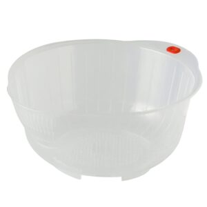 japanese rice washing bowl with side and bottom drainers (10")