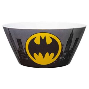 zak designs dc comics kids' soup bowl, made with durable melamine material perfect dinnerware for indoor/outdoor activities (27 oz, bpa-free, batman)