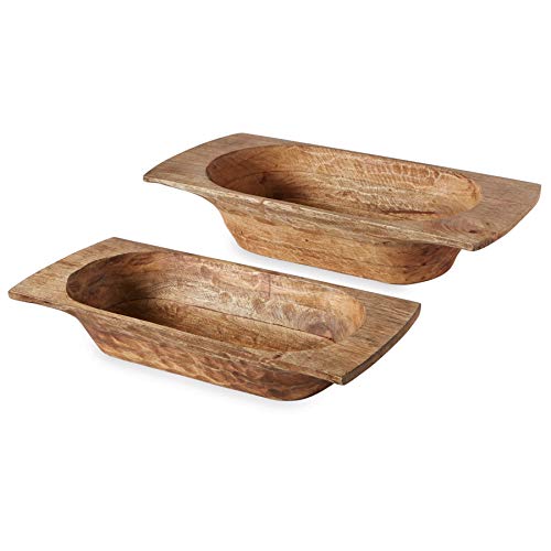 Mud Pie DOUGH BOWL SET, Brown, small 5" x 20" x 8" | large 5" x 24" x 10 1/2"