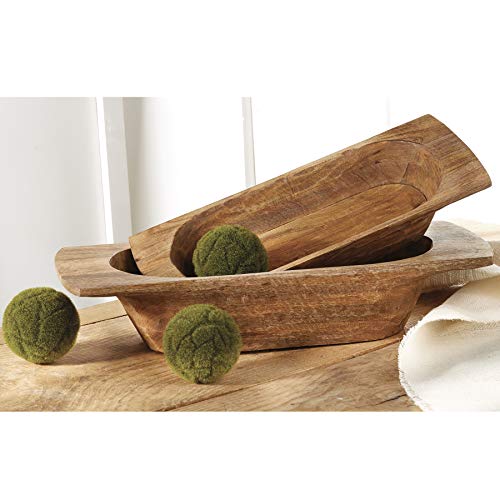 Mud Pie DOUGH BOWL SET, Brown, small 5" x 20" x 8" | large 5" x 24" x 10 1/2"