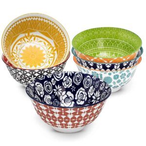 Annovero Cereal Bowls, Dessert Bowls. Cute and Colorful Porcelain Dishes for Kitchen, Microwave and Oven Safe. Bundle