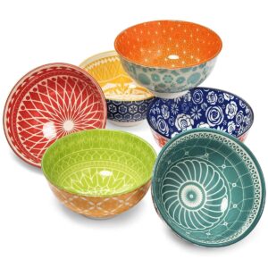 Annovero Cereal Bowls, Dessert Bowls. Cute and Colorful Porcelain Dishes for Kitchen, Microwave and Oven Safe. Bundle