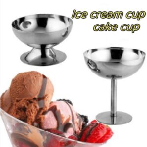 Haofy Ice Cream Cups, Stainless Steel Ice Cream Bowls Resuable Dessert Cups Dessert Dish for Serving Ice Cream Salad Fruit Pudding (Tall)