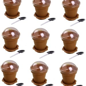 Healthcom 20 Pcs 180ml Ice Cream Dessert Cup Flowerpot Cake Cups with Lids Shovel Scoop 20 Sets Flower Pot Cups Mousse Cake Cups Jelly Yogurt Cup Salad Bowls Snack Bowls Container for Party Wedding