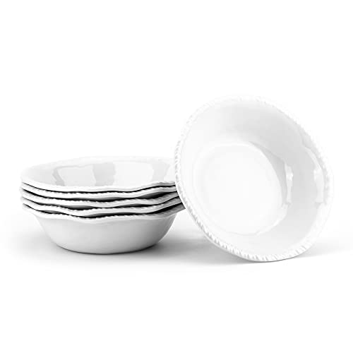 KOXIN-KARLU 8-inch Melamine Bowls, 32-ounce Cereal and Salad Bowls, set of 6 White