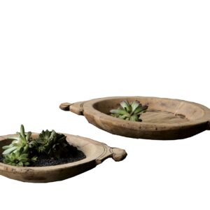 Creative Co-Op Set of 2 Hand Carved Wood Bowls