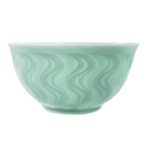 hanamde celadon chinese rice bowl for cereal sauce bowl porcelain tableware 4.25inch microwave and dishwasher safe (blue)