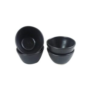 roro handmade matte black ceramic conical sauce bowls - 3 ounce, set of 4, elegant artisan crafted dishes for dips, spices, and condiments, lead-free and cadmium-free