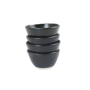 roro Handmade Matte Black Ceramic Conical Sauce Bowls - 3 Ounce, Set of 4, Elegant Artisan Crafted Dishes for Dips, Spices, and Condiments, Lead-Free and Cadmium-Free