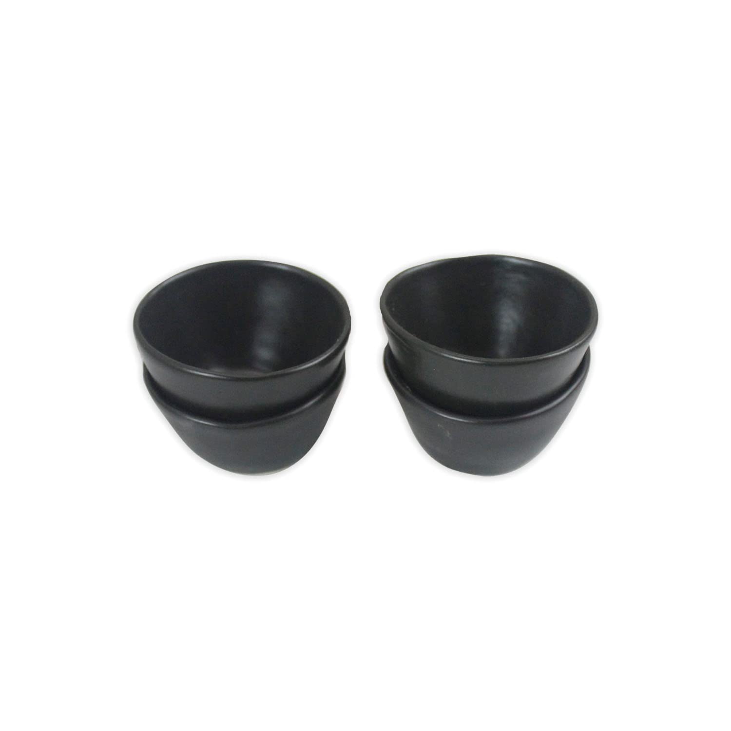 roro Handmade Matte Black Ceramic Conical Sauce Bowls - 3 Ounce, Set of 4, Elegant Artisan Crafted Dishes for Dips, Spices, and Condiments, Lead-Free and Cadmium-Free