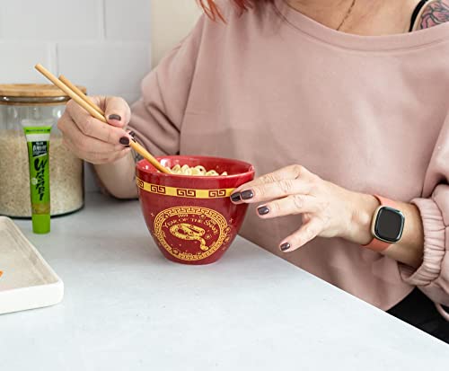 Boom Trendz Year Of The Snake Chinese Zodiac Ceramic Dinnerware Set Includes 16-Ounce Ramen Noodle Bowl Wooden Chopsticks Asian Food Dish Set Home & Kitchen Kawaii Lunar New Year Gifts, Red, One Size