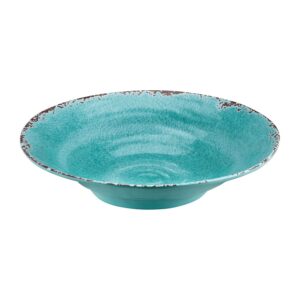 supreme housewares 16 inch melamine serving bowl large bowl mixing bowl bpa-free food bowl for charcuterie, food, fruit, and salad (crackle, turquoise)