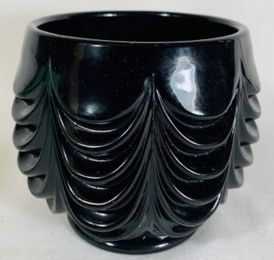 glass rose bowl - drape pattern - mosser usa (black raspberry)