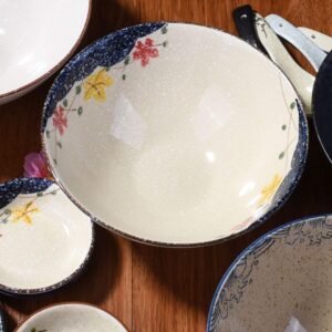 Whitenesser Japanese Ramen Bowls Set of 4 Color - Large 8 Inch - Japanese Retro Ceramic Bowls For Dessert Snack Cereal Soup Reman Noodle and Rice