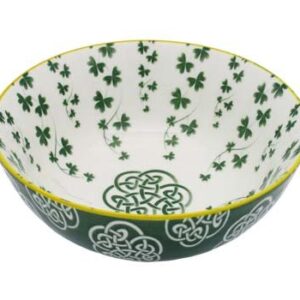 Royal Tara Irish Celtic Ceramic Bowls Pack of 4 with Trellis Shamrock Design - Cereal Soup Deep Bowls for Kitchen 5.5Inch(14 cm)