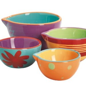 Anchor Hocking 4-Piece Ceramic Nesting Decorated Prep Bowl Set