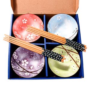 lmrlcs japanese rice bowls and chopstick set of 4 with delicate box