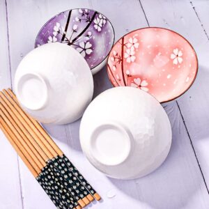 LMRLCS Japanese Rice Bowls and Chopstick set of 4 with Delicate Box