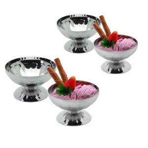 rigeli regent stainless steel set of 4 ice-cream cups ice cream bowls, stainless reusable dessert cups dessert dish for serving ice cream salad fruit pudding for home kitchen (short)