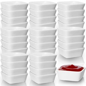 50 pieces ceramic dipping bowl set, 1.5 oz white soy sauce dish for sauces condiments sushi vinegar bbq party dinner serving bowls set, oven safe