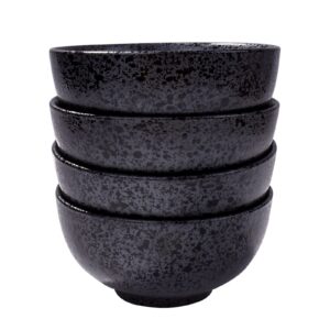 japanese rice bowls set of 4, ceramic rice bowls for rice soup, 4.5'' rice bowls