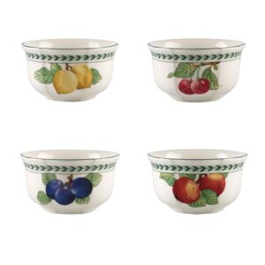 villeroy & boch french garden modern fruits 4in bowl : assorted set of 4, 20 oz, premium porcelain, white/colored