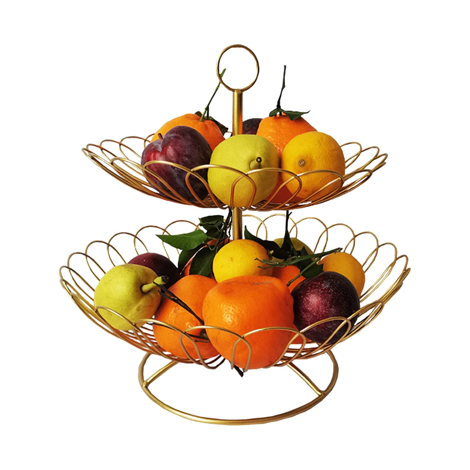 ACQTULOU 2 Tier Fruit Basket, Fruit Bowl, Vegetables Countertop Bowl Storage, Detachable and Hangable for Large Capacity Fruit Tray