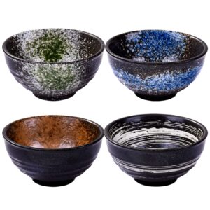 lmrlcs japanese kiln-formed ceramic bowl set of 4 for cereal, soup, dessert, and rice bowl set - microwave safe and stackable