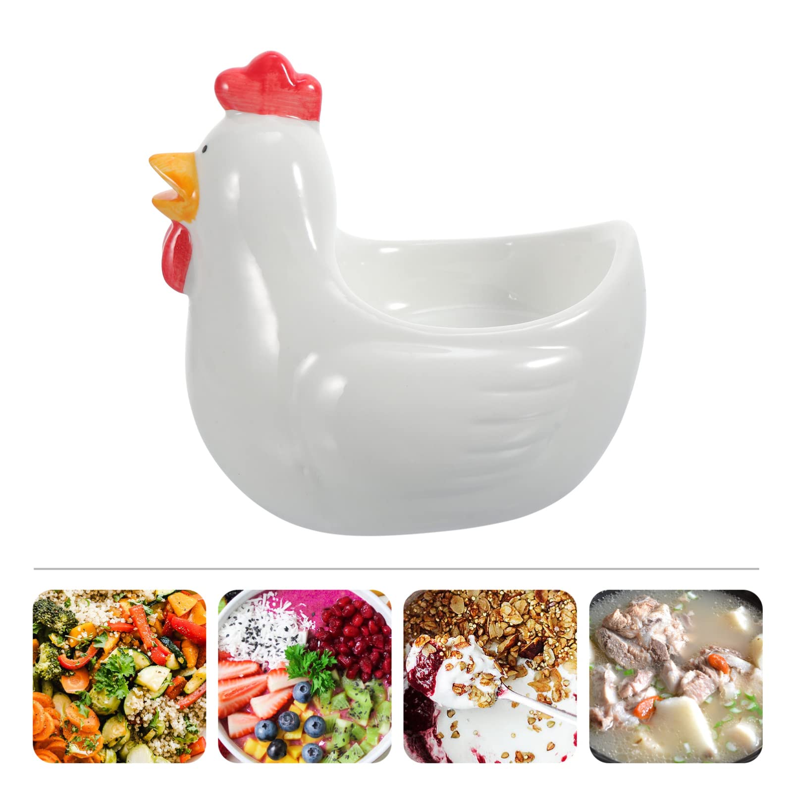 Cabilock Home Decoration Ceramic Serving Bowl Chicken Shaped Snack Bowl Salad Mixing Bowl Porcelain Soup Dish Decorative Feeding Bowls Dessert Bowls Cereal Pasta Bowl Pottery Decor