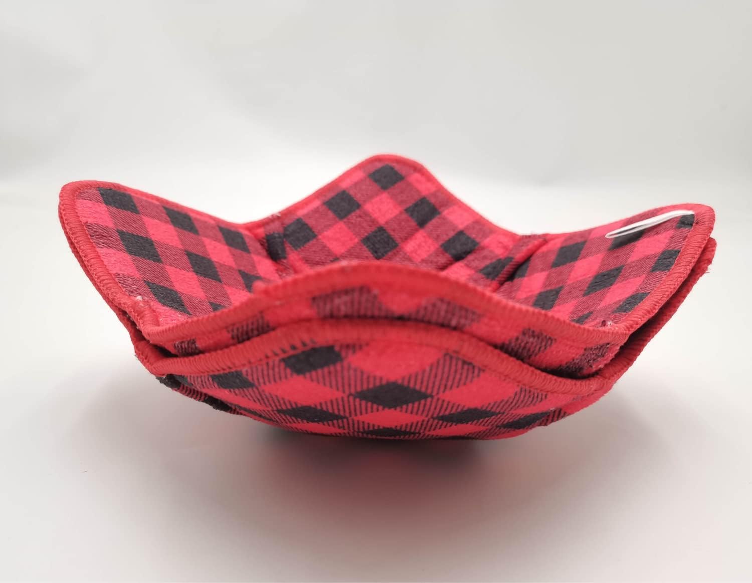 ULVEOL Set of 2 Black Red Microwave Bowl Cloth Hot Pads Pot - Microwave Safe Holder Multipurpose Heat Resistant Plate Holder Polyester Potholder - Protector for Heat Soup, Food, Meals