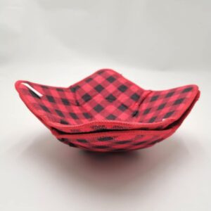 ULVEOL Set of 2 Black Red Microwave Bowl Cloth Hot Pads Pot - Microwave Safe Holder Multipurpose Heat Resistant Plate Holder Polyester Potholder - Protector for Heat Soup, Food, Meals