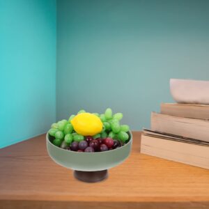 YARDWE Ceramic Footed Bowl Round Bowl Decorative Fruit Dish Holder Dessert Display Stand Foosd Serving Tray for Kitchen Counter Centerpiece Table Decoration Green