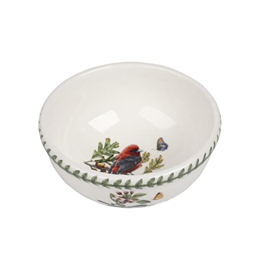 Portmeirion Botanic Garden Birds | Set of 6 Assorted Bird Motifs Fruit Bowls for Breakfast and Desserts | 5.5 Inch Made of Fine Earthenware | Dishwasher and Microwave Safe | Made in England
