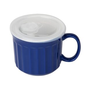 mind reader soup mug with vented lid, microwave dishwasher safe, soup bowls, large, ceramic, 6.3" l x 5.04" w x 4.13" h, black