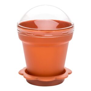 Restaurantware 6 Ounce Cupcake Flower Pots 100 Disposable Dessert Flower Pots - Lids Included With Removable Saucer Base Brown Plastic Cupcake Pot Holders For Cake Puddings And Desserts