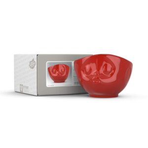 FIFTYEIGHT PRODUCTS TASSEN Porcelain Bowl, Kissing Face Edition, 16 oz. Red, (Single Bowl) for Serving Cereal, Soup
