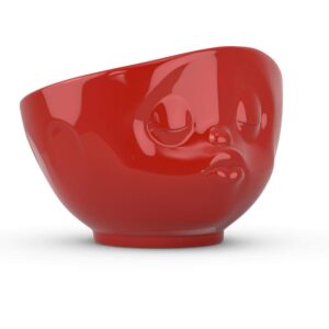 FIFTYEIGHT PRODUCTS TASSEN Porcelain Bowl, Kissing Face Edition, 16 oz. Red, (Single Bowl) for Serving Cereal, Soup