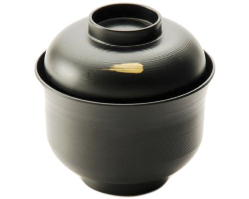 Japanese Traditional Style Miso Soup Bowl Lacquerware Bowl with Lid 4.25" Diameter Made in Japan (Black)