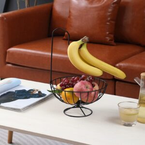 Simple Black Fruit Basket With Banana Hanger,Fruit Basket Bowl With Banana Tree Holder