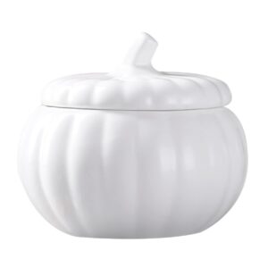 bestonzon ceramic pumpkin dish pumpkin soup bowls porcelain dinnerware pasta dessert bowl with lid, dishwasher & oven safety