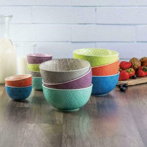 member's mark 12-piece textured print bowl set (multi-color)