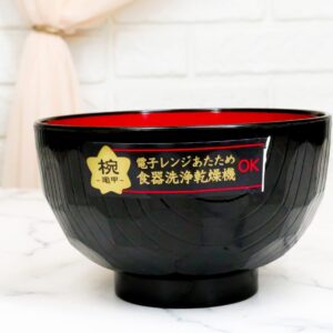 Ebros Gift Made In Japan Traditional Black Red Lacquer Copolymer Plastic Bowl For Rice Salad Miso Soup 4.5"Dia 8oz Japanese Restaurant Supply Bowls Home Kitchen Accessories (Beehive Ridged Pattern, 6)